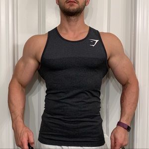 Gymshark men’s gray/charcoal tank top, medium.